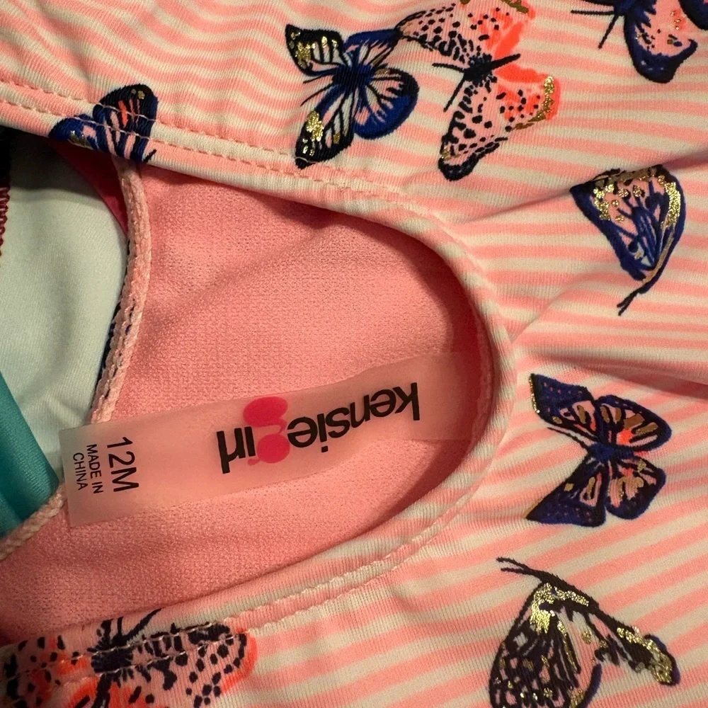 Kensie Girl Pink and Blue Butterfly One Piece